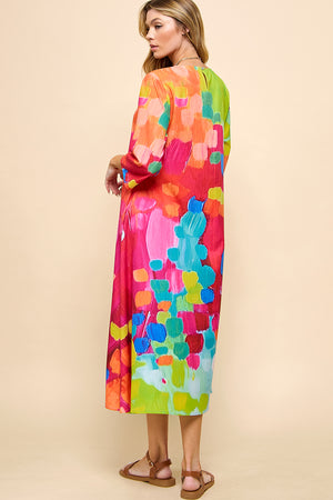 Long  Sleeve Multicolor Dress
