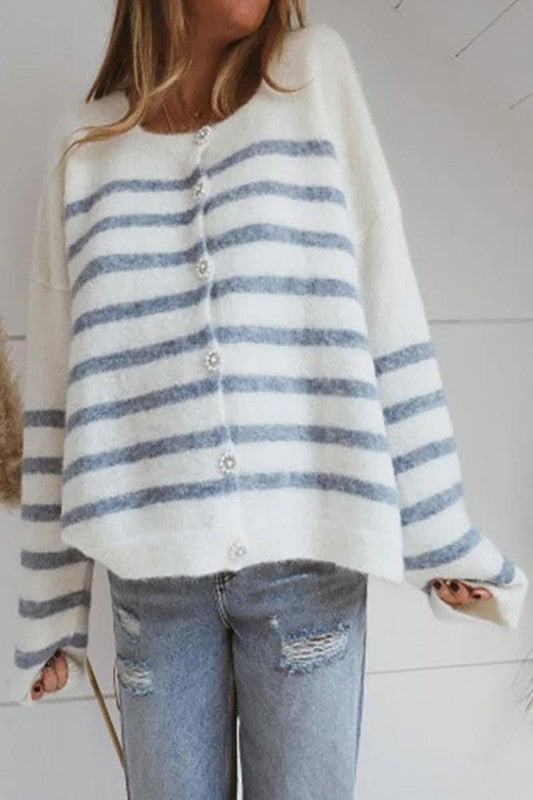 Chic Striped  Long Sleeve Sweater