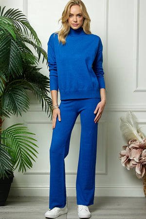 Turtleneck Knitted Sweater and Flare Pants Set