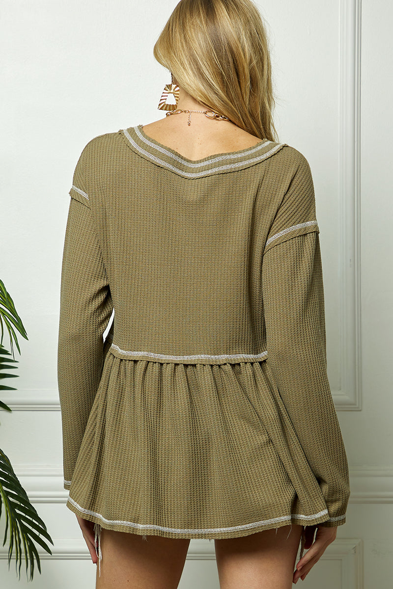 Contrast Stitch long sleeve top