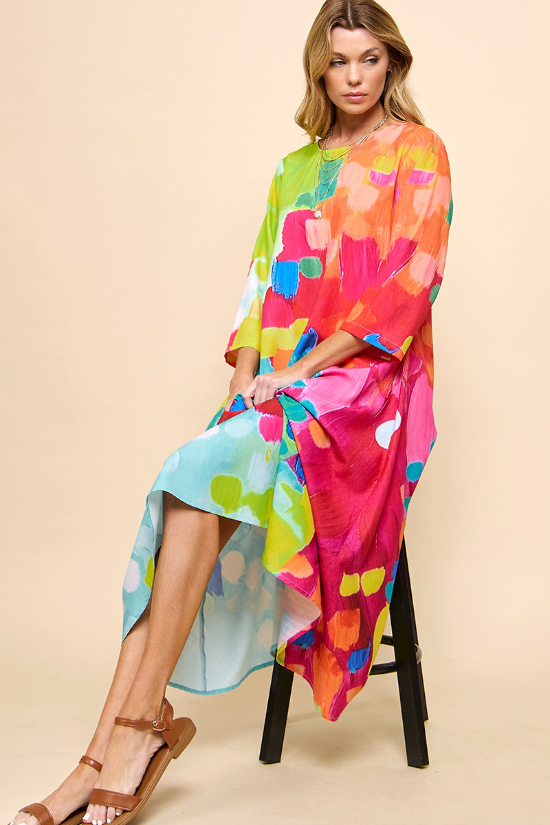 Long  Sleeve Multicolor Dress