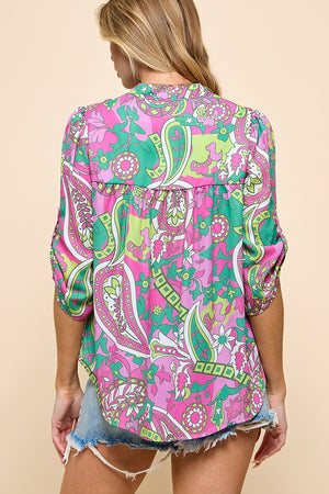 Colorful bohemian print casual top