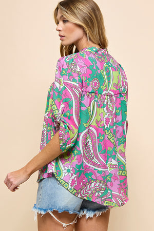 Colorful bohemian print casual top