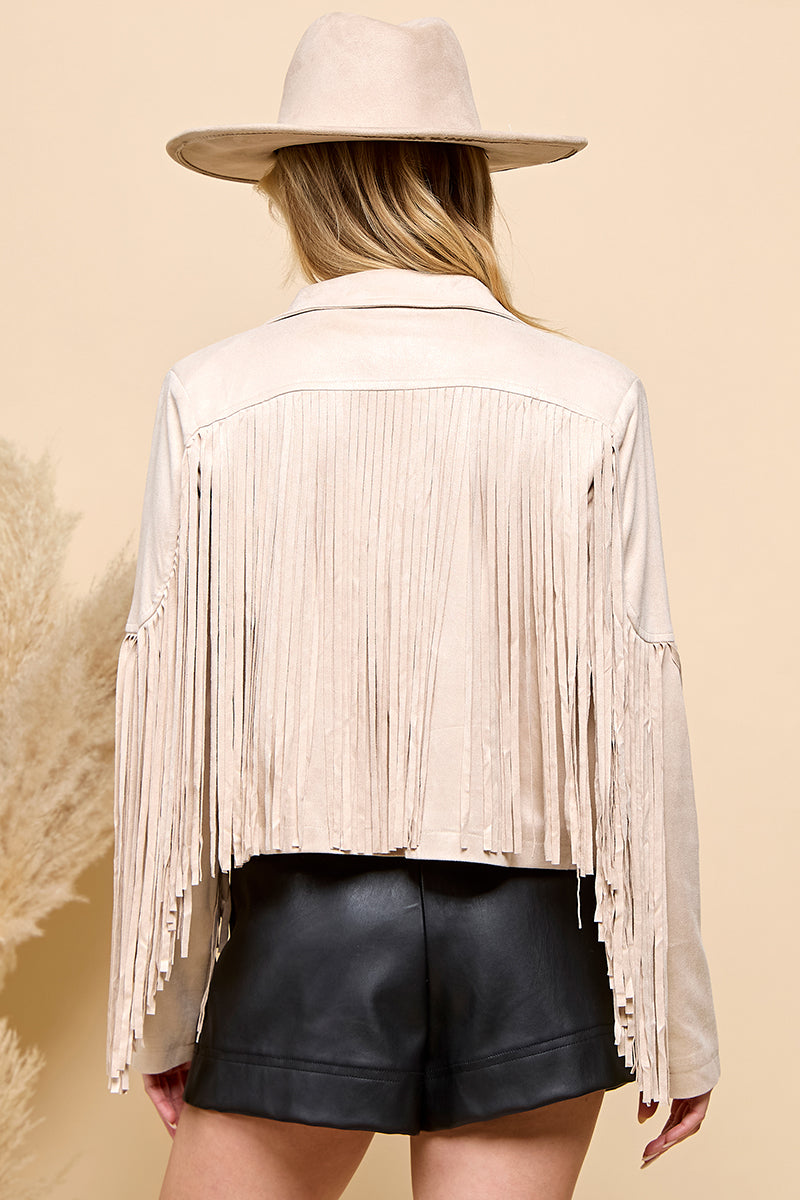 Faux Suede Fringed Jacket