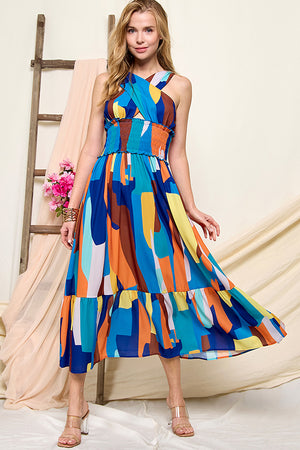 Printed Halter Maxi Dress