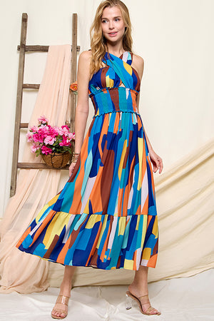 Printed Halter Maxi Dress