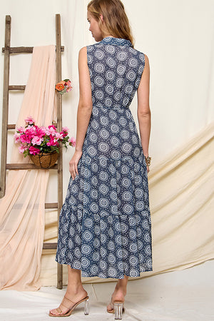 Print Long Sleeve Maxi  Dress