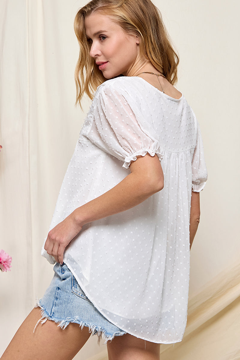 Lace patchwork short sleeve casual top