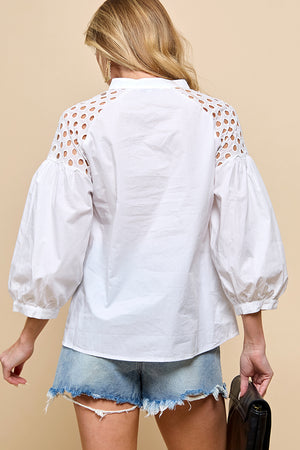hollow lantern sleeve  shirt top