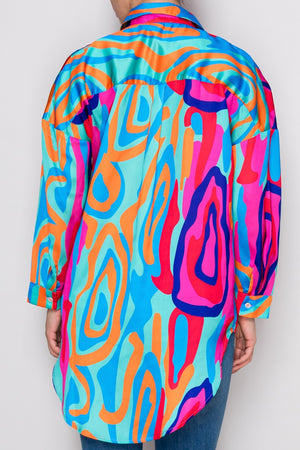 Abstract Color Wave Oversized Shirt