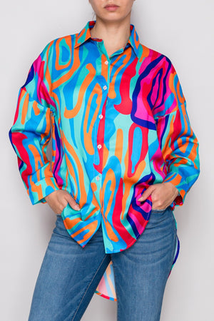 Abstract Color Wave Oversized Shirt