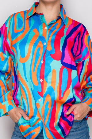 Abstract Color Wave Oversized Shirt