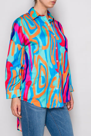 Abstract Color Wave Oversized Shirt