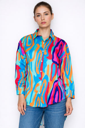 Abstract Color Wave Oversized Shirt