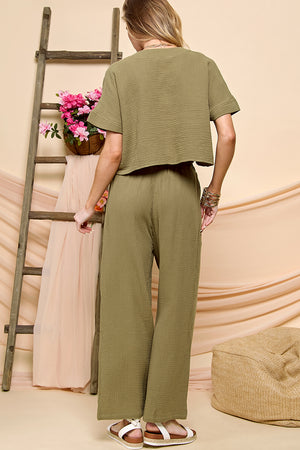 V neck Short Sleeve and Pants