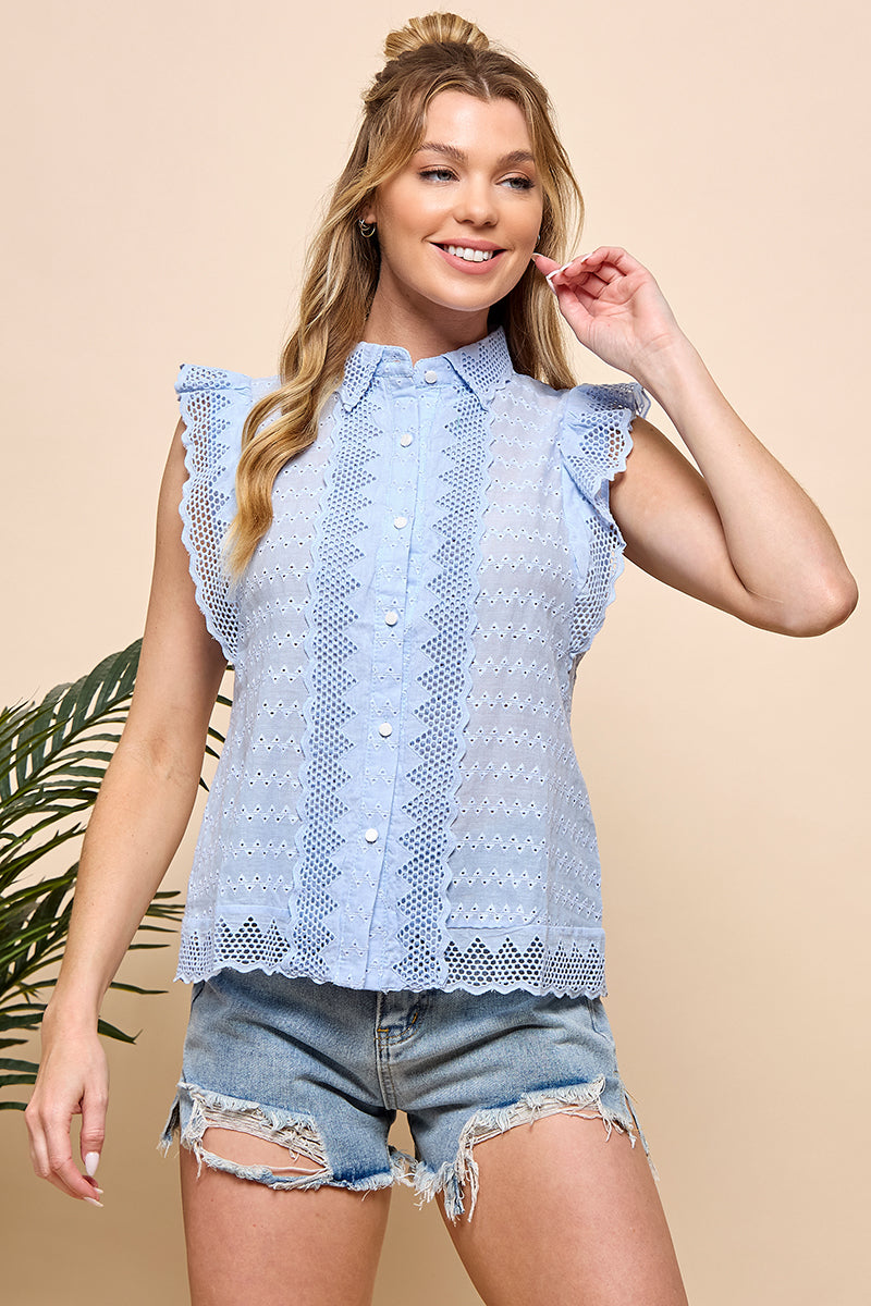 Eyelet Sleeveless Blouse