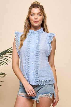 Eyelet Sleeveless Blouse