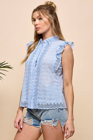 Eyelet Sleeveless Blouse