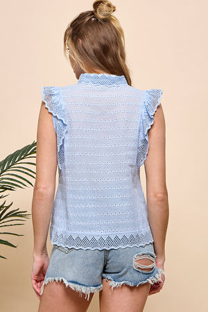 Eyelet Sleeveless Blouse