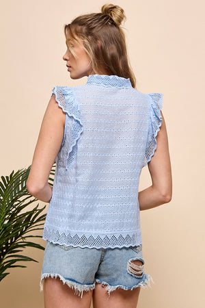 Eyelet Sleeveless Blouse