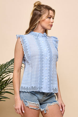 Eyelet Sleeveless Blouse