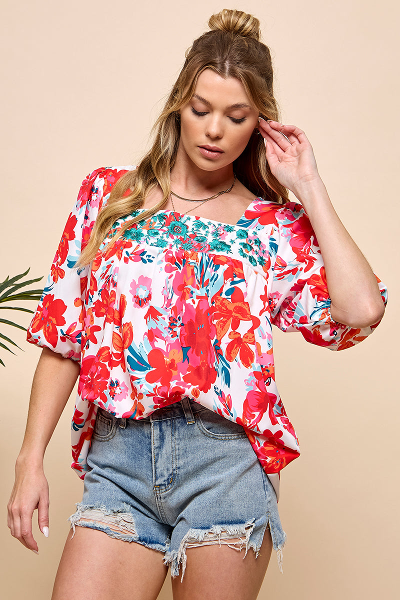 Floral Embroidered Top