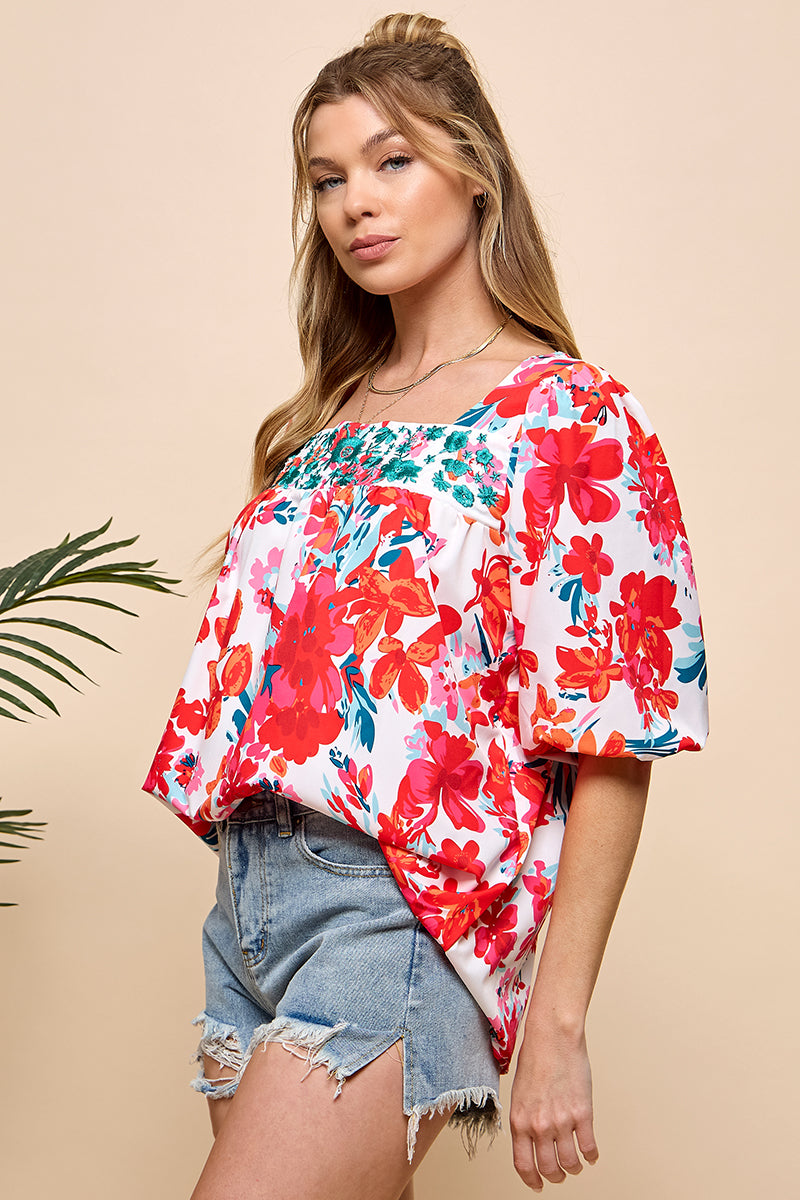 Floral Embroidered Top