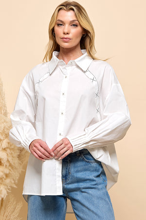 Stitching Detail Long Sleeve Shirt