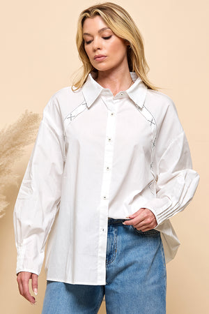 Stitching Detail Long Sleeve Shirt