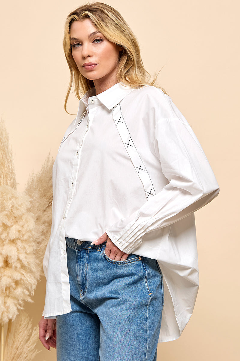 Stitching Detail Long Sleeve Shirt