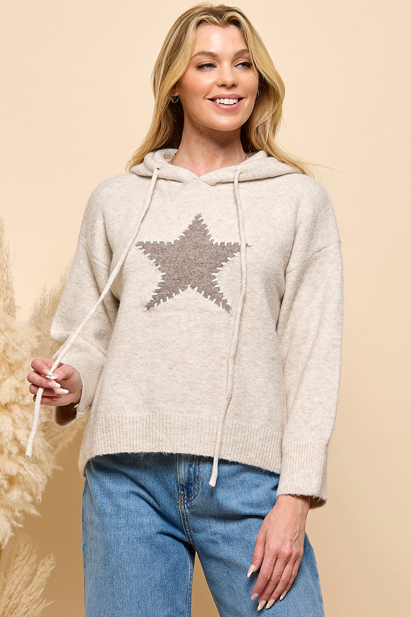 Star Stitched Hoodie Sweater