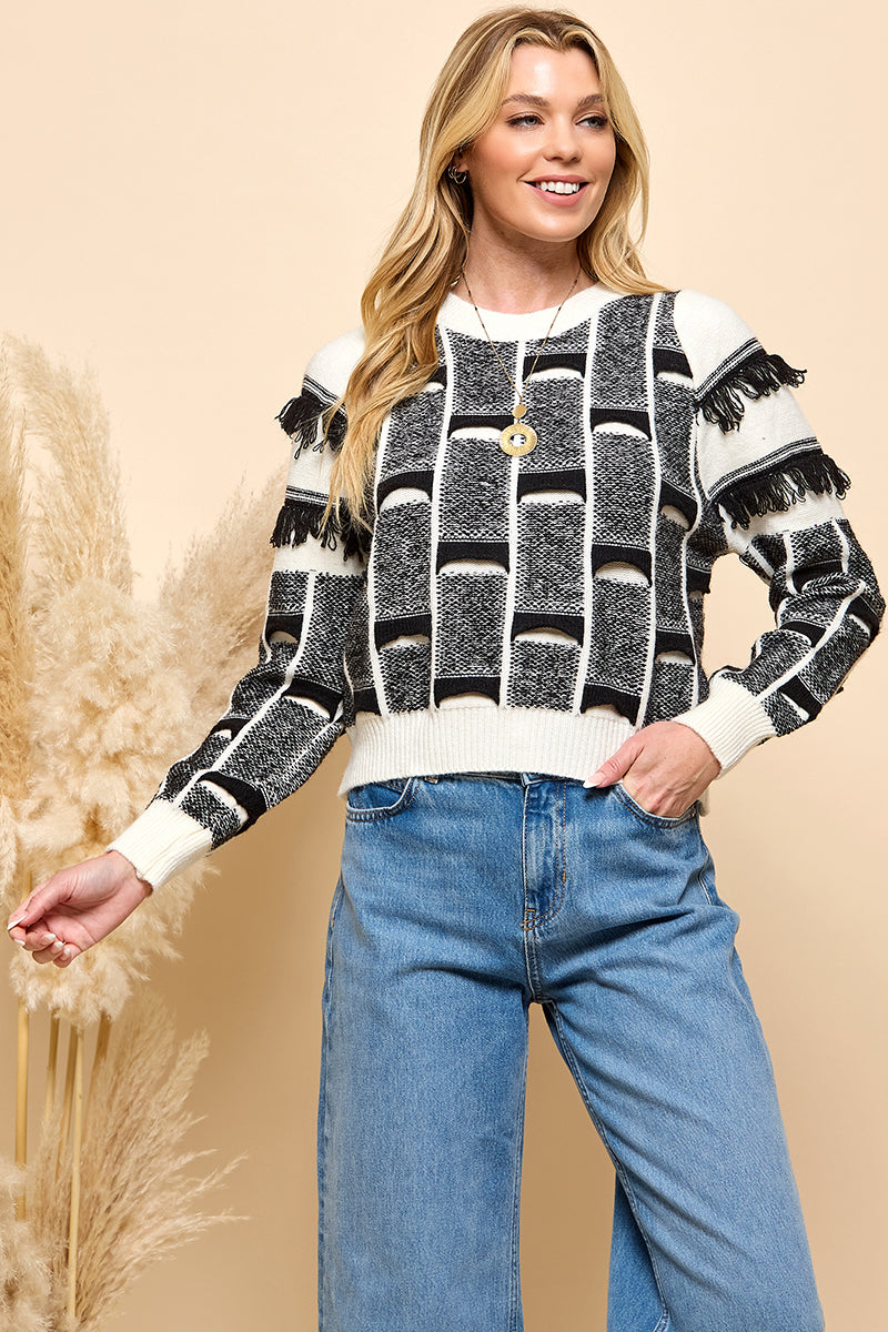 Fringe Long Sleeve Sweater