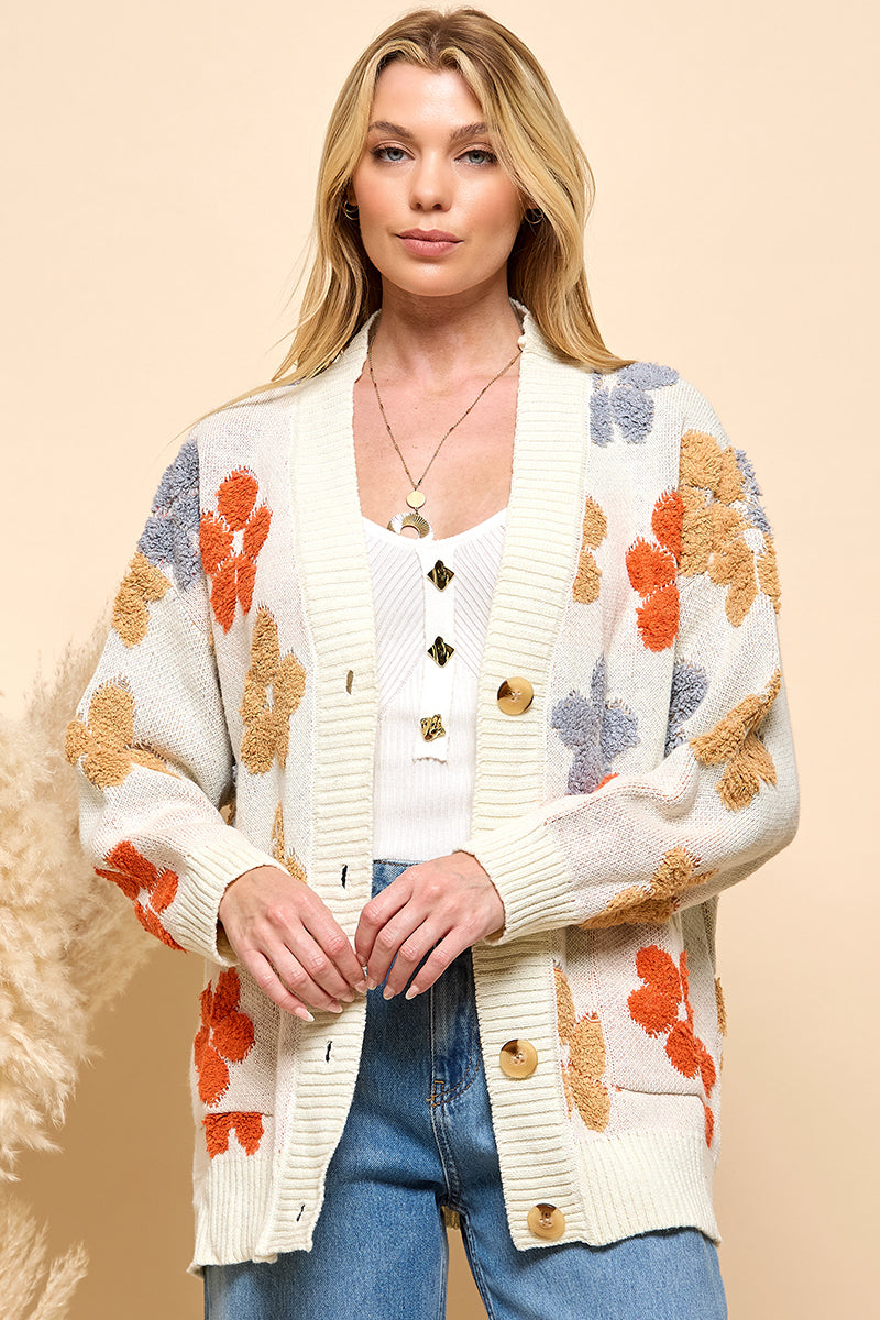 Floral Textured  Cardigan