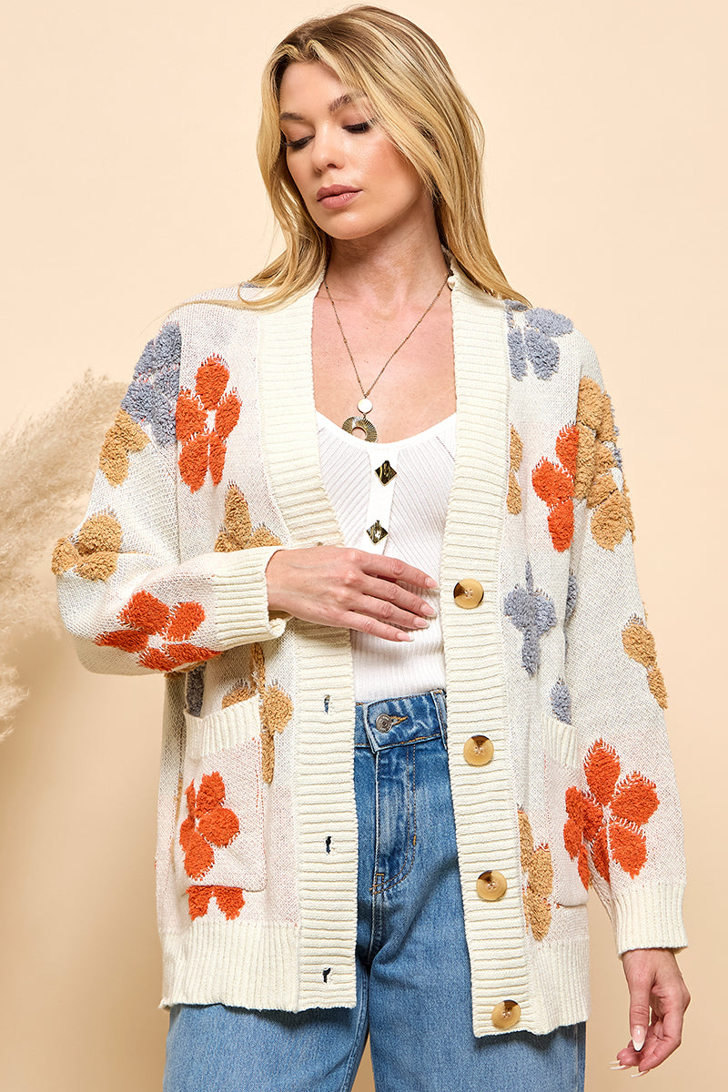 Floral Textured  Cardigan