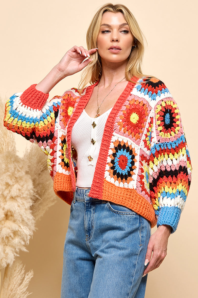 Multi Crochet Open Cardigan