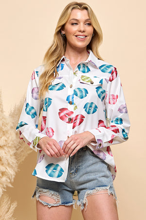 Printed Pocket Button Shirt