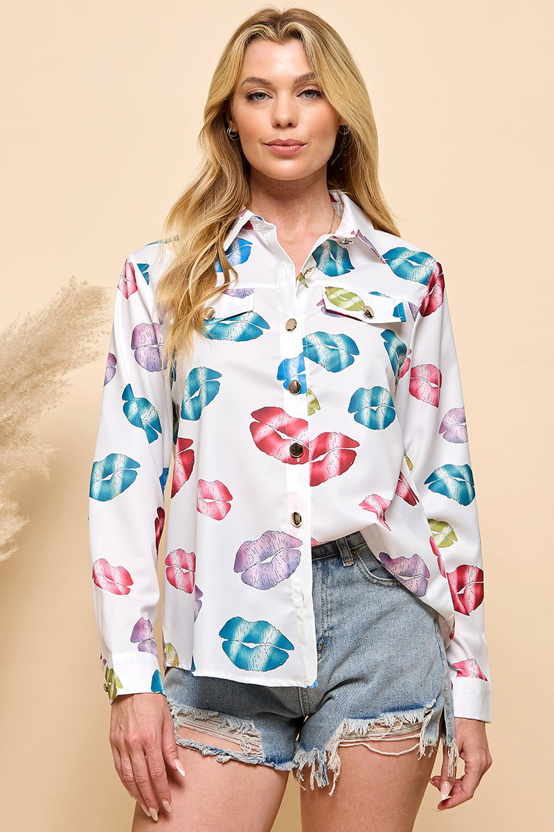 Printed Pocket Button Shirt