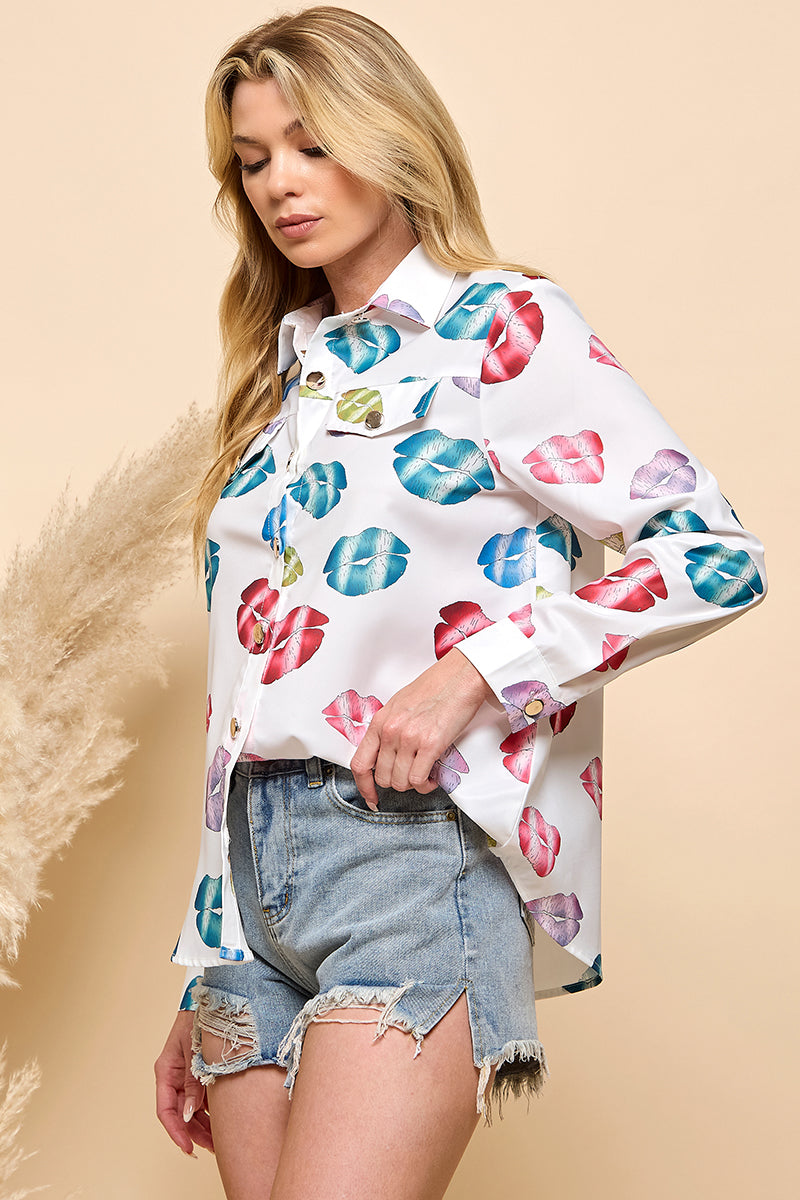 Printed Pocket Button Shirt