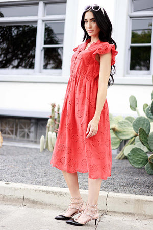 Hollow-Out Short Sleeve Dress