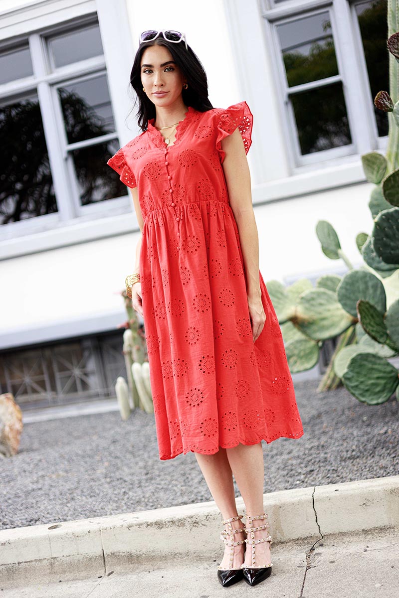 Hollow-Out Short Sleeve Dress