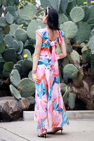 Multi Print Ruffle Maxi Dress