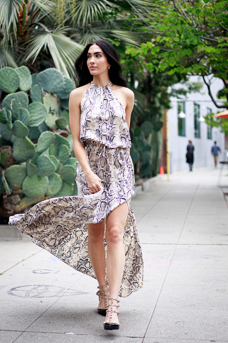 h&m snake print maxi dress H&M Conscious Snake Print Chiffon Maxi dress