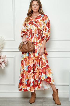 Floral Long Sleeve Midi Dress