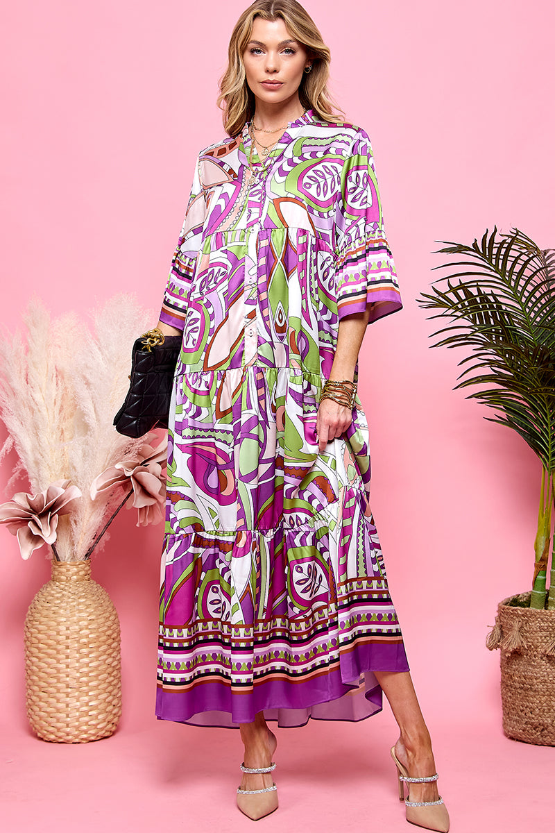 Half Sleeve Print Dress