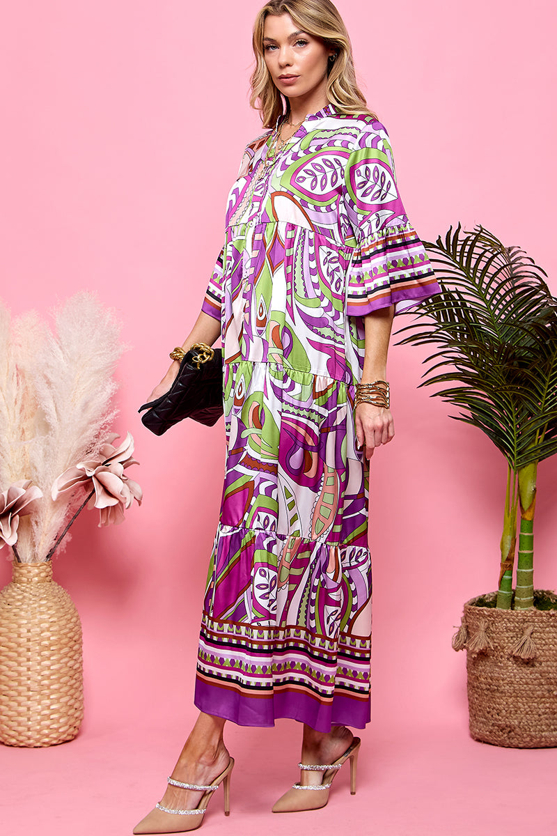 Half Sleeve Print Dress