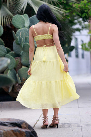 Solid Color Tie-Up Sleeveless Backless Dress