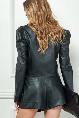 Leather Puff Long Sleeve Jacket
