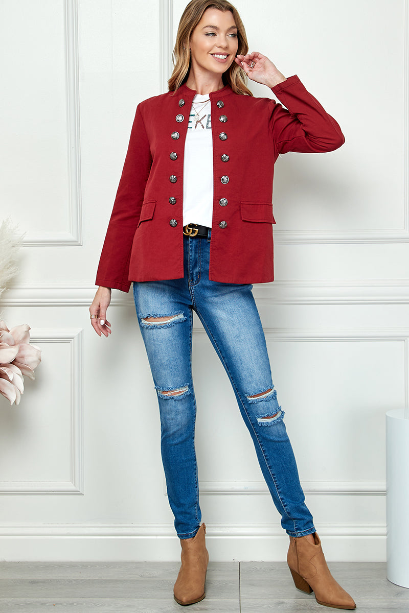 Buttoned Long Sleeve Jacket
