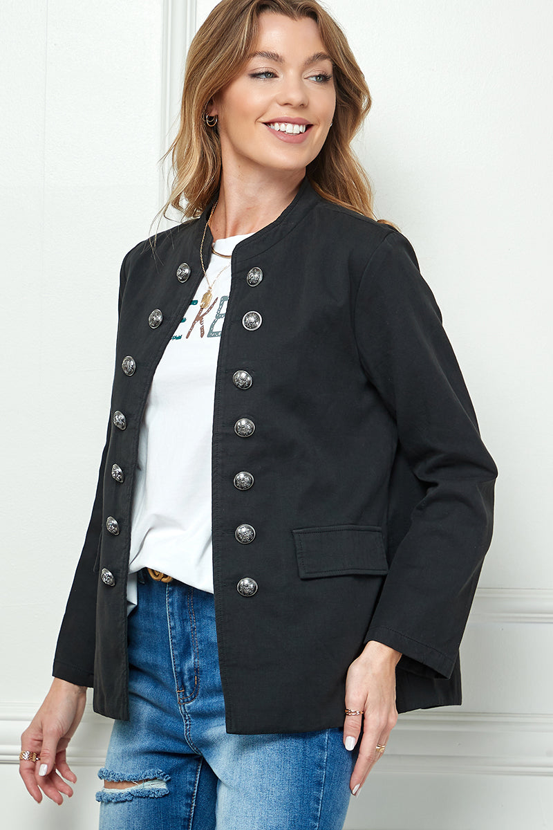 Buttoned Long Sleeve Jacket