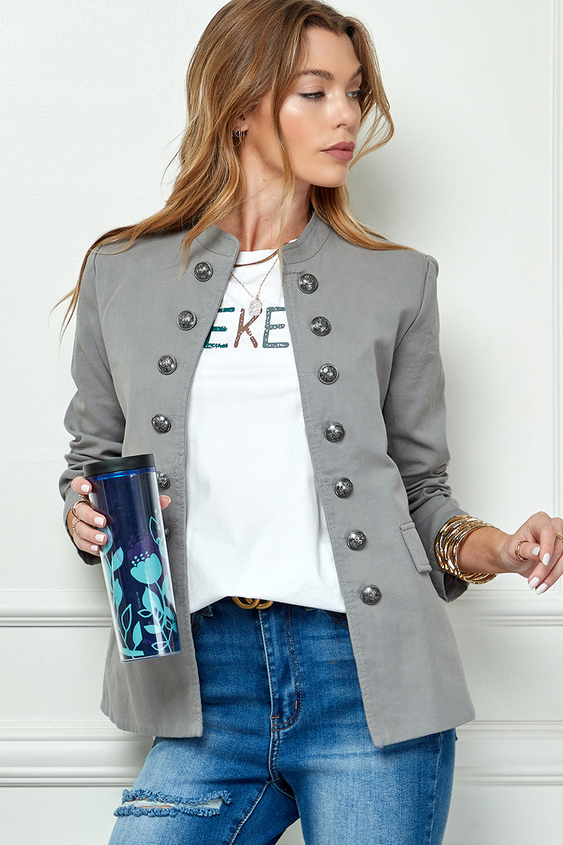 Buttoned Long Sleeve Jacket